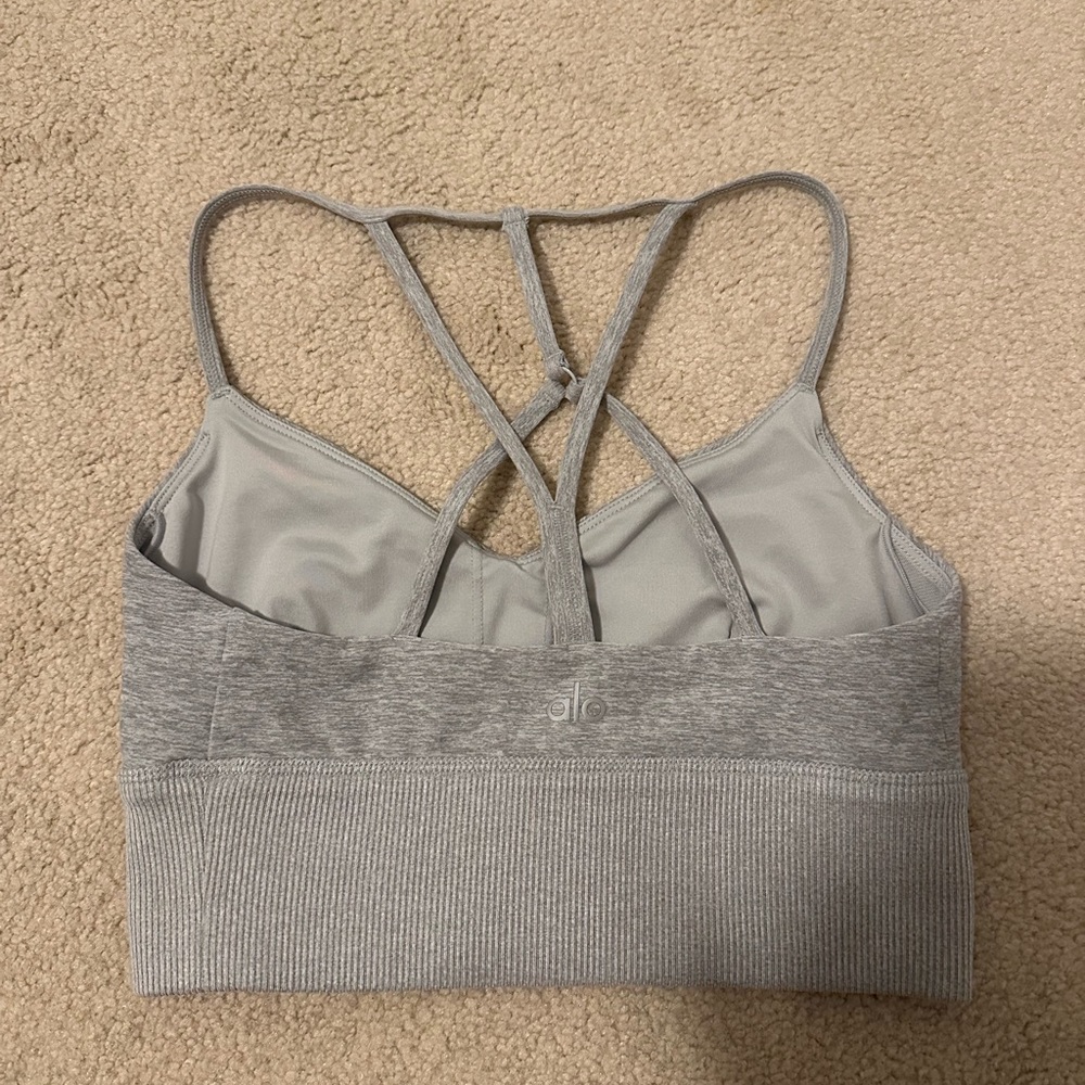 ALO Yoga Gray Crisscross Sports Bra
